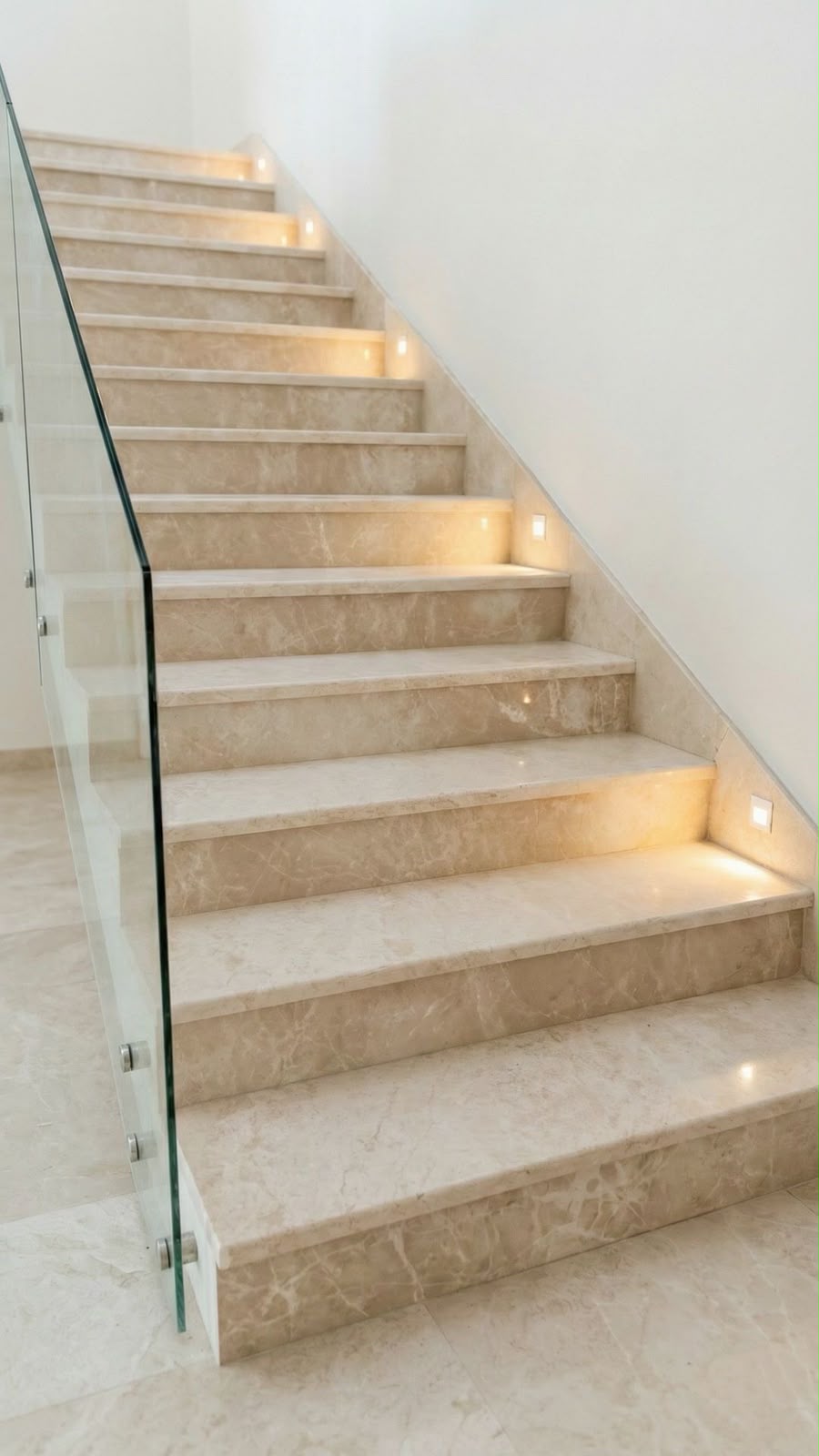 Escalera de mármol crema